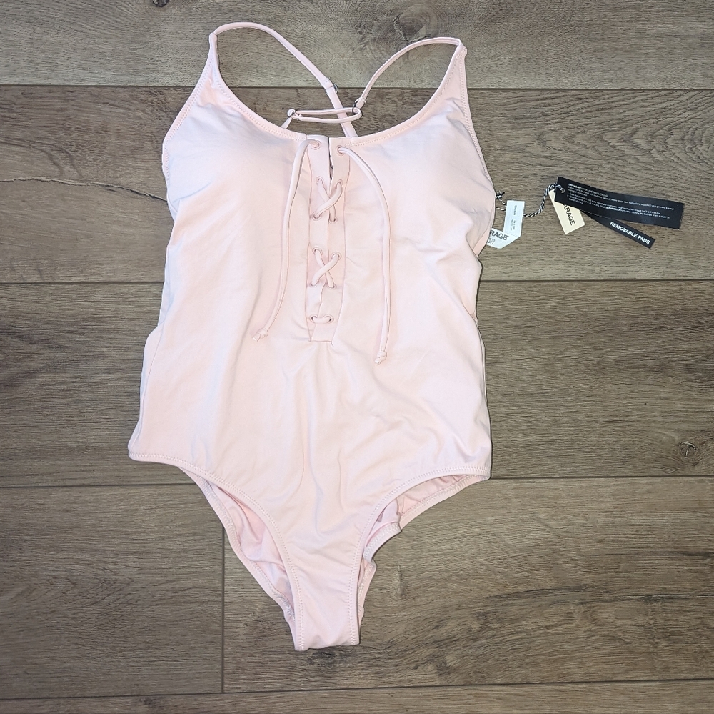 3/$25 NWT Garage One Piece Pink Bathing Suit With Padding